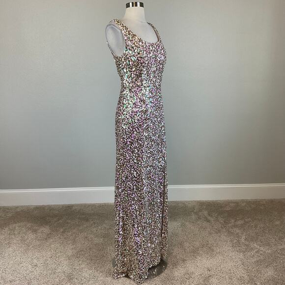 Alex Evenings Sequined Column Evening Gown Size 4 Pink and Gold Formal Dress - Picture 4 of 14